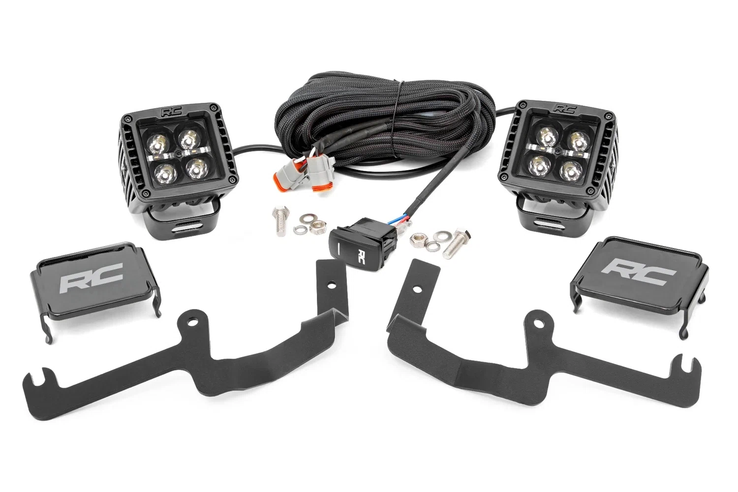 Fits Silverado 1500(19-24) LED Light Ditch Mount 2_ Black Pair White DRL 70843